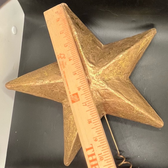 Tin Cut Out Snowman Candle Cover Gold Papier-Mâché tree Topper Christmas Decor - Picture 3 of 16